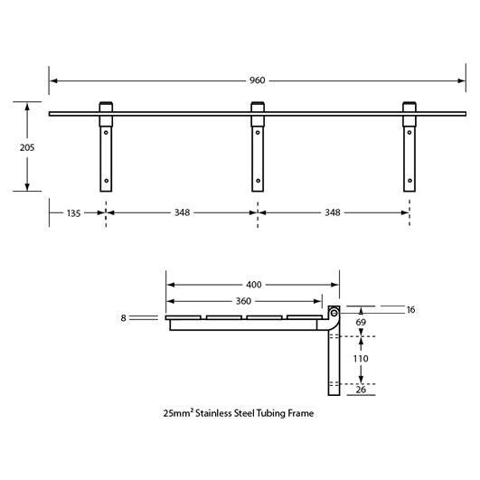 METLAM ACCESSIBLE FOLDING SHOWER SEAT 960mmL x 400mmW The Lock Shop