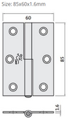 TRIO MATT BLACK LIFT OFF HINGE (PAIR) 85MM x 60MM x 1.6MM