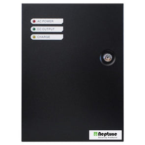 NEPTUNE 12VDC 5Amp POWER SUPPLY WITH BATTERY CHARGING - BLACK LOCKABLE METAL ENCLOSURE