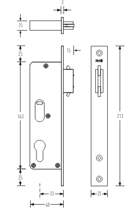 HALLIDAY + BAILLIE 33mm BACKSET SLIDING LOCK - HB640 SERIES