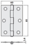 TRIO BUTT HINGE LIGHT & NARROW 85MM x 60MM x 1.6MM