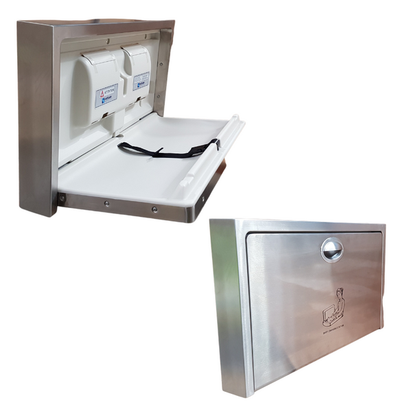 METLAM SURFACE MOUNTED HORIZONTAL BABY CHANGE STATION - STAINLESS STEEL