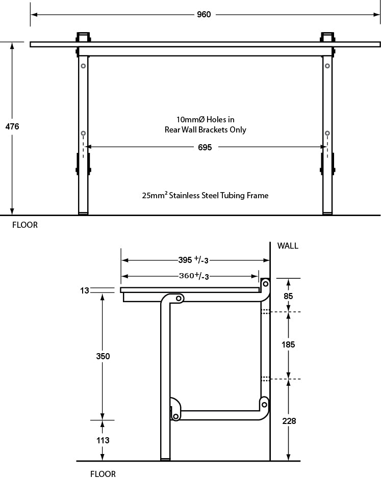 METLAM ACCESSIBLE FOLDING SHOWER SEAT - 960mmL x 395mmW – The Lock Shop